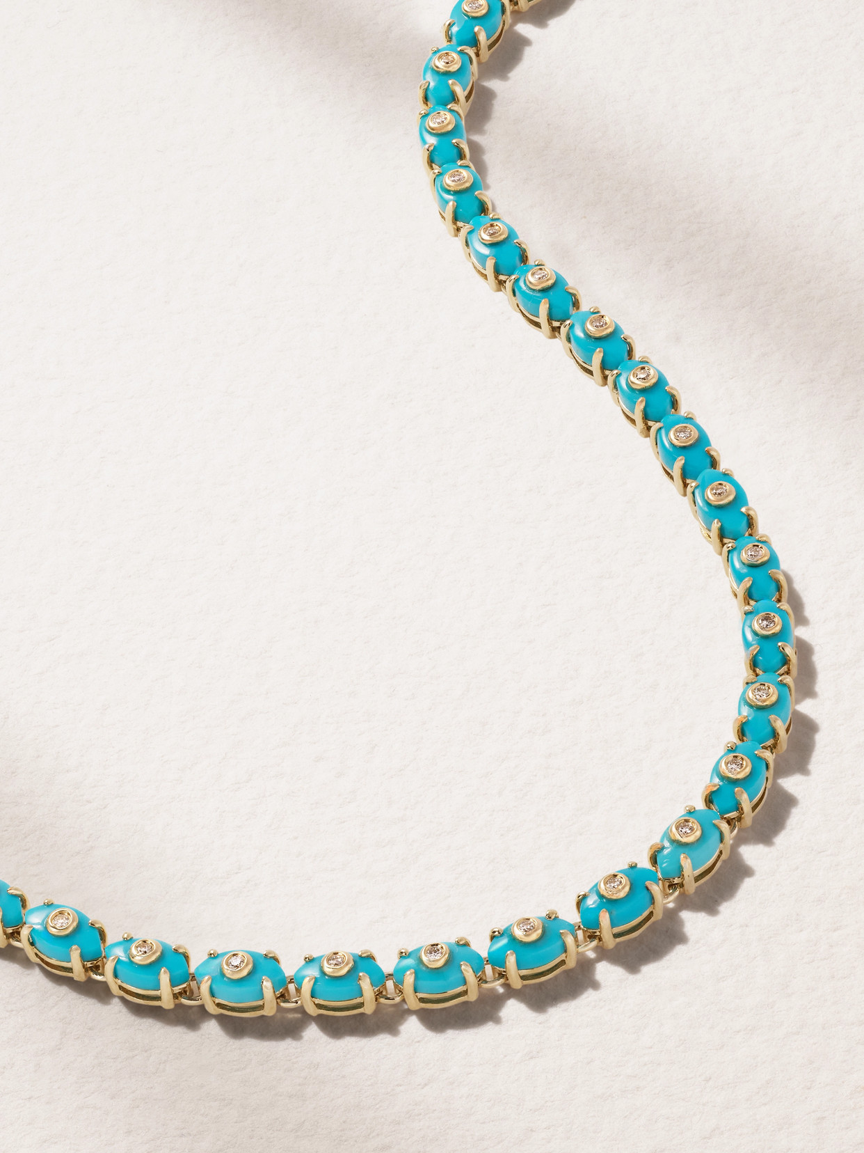 Sydney Evan Eternity 14-karat Gold, Turquoise And Diamond Necklace In Gold