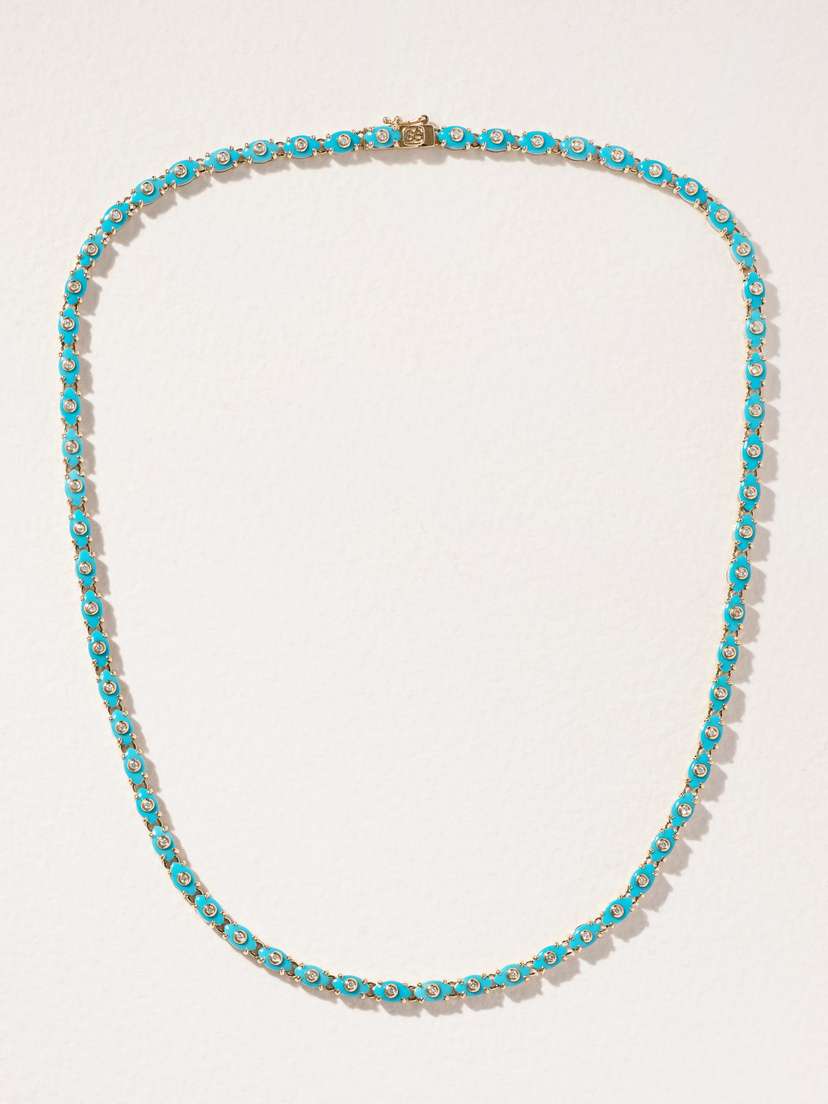 Sydney Evan Eternity 14-karat Gold, Turquoise And Diamond Necklace