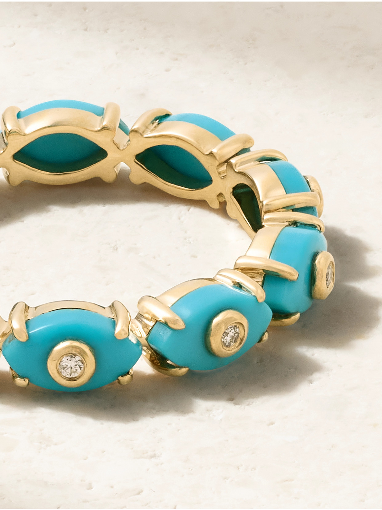 Sydney Evan Eternity 14-karat Gold, Turquoise And Diamond Ring In Gold