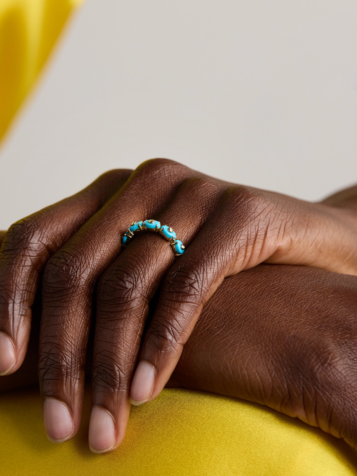 Sydney Evan Eternity 14-karat Gold, Turquoise And Diamond Ring In Gold