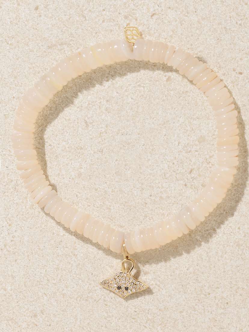 Sydney Evan Stingray 14-karat Gold, Diamond And Mother-of-pearl Bracelet