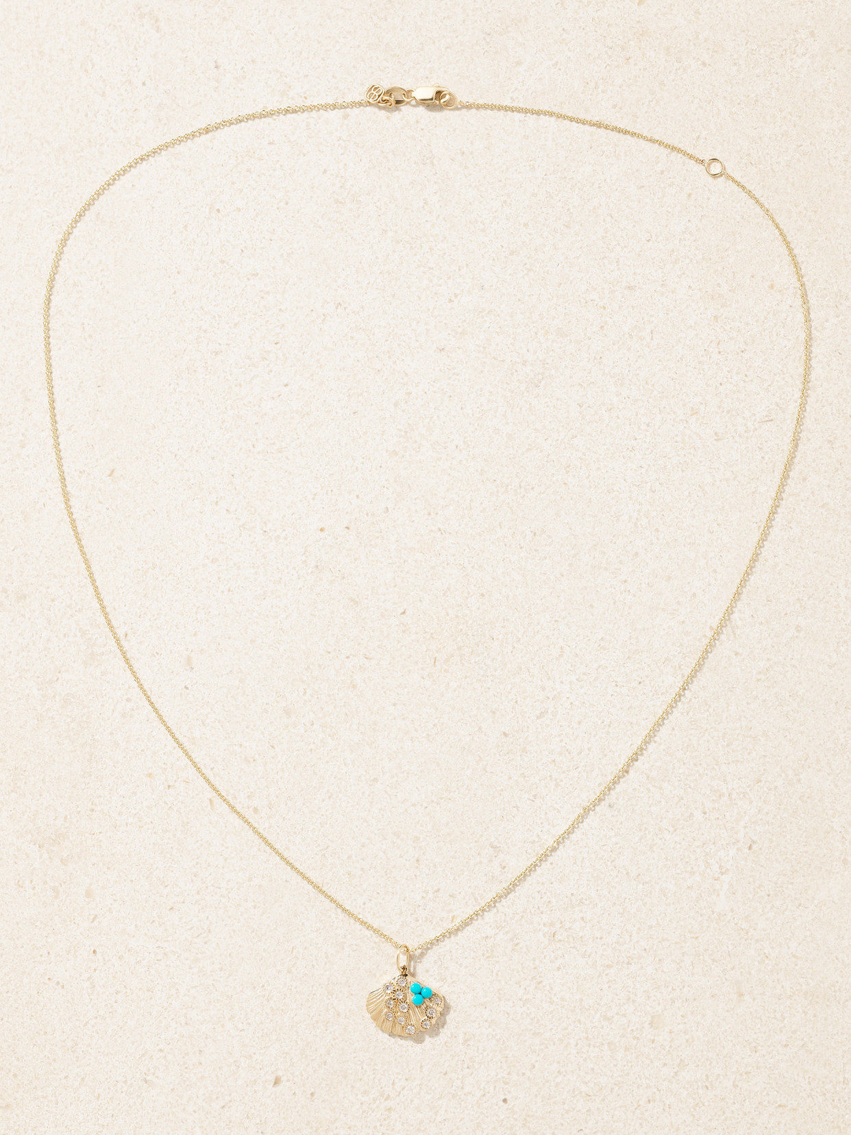 Sydney Evan 14-karat Gold, Diamond And Turquoise Necklace In Gold