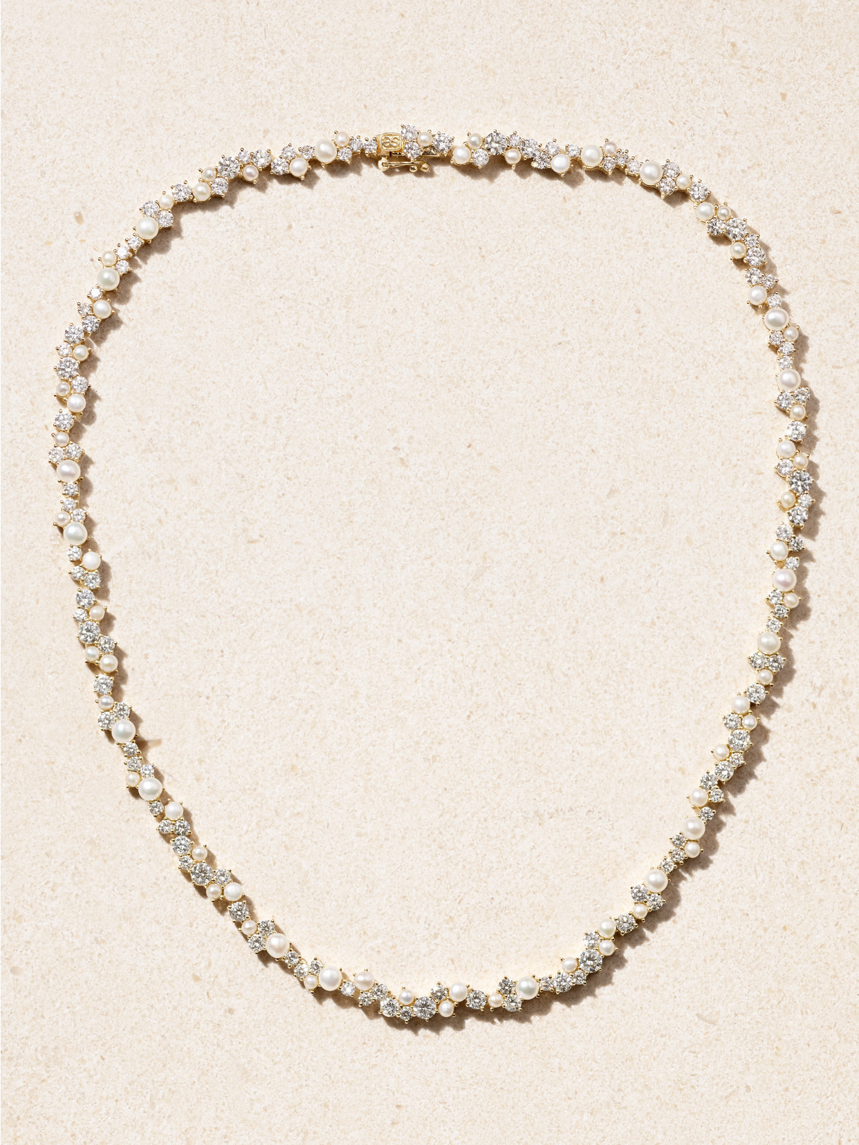 Sydney Evan Cocktail Eternity 14-karat Gold, Diamond And Pearl Necklace