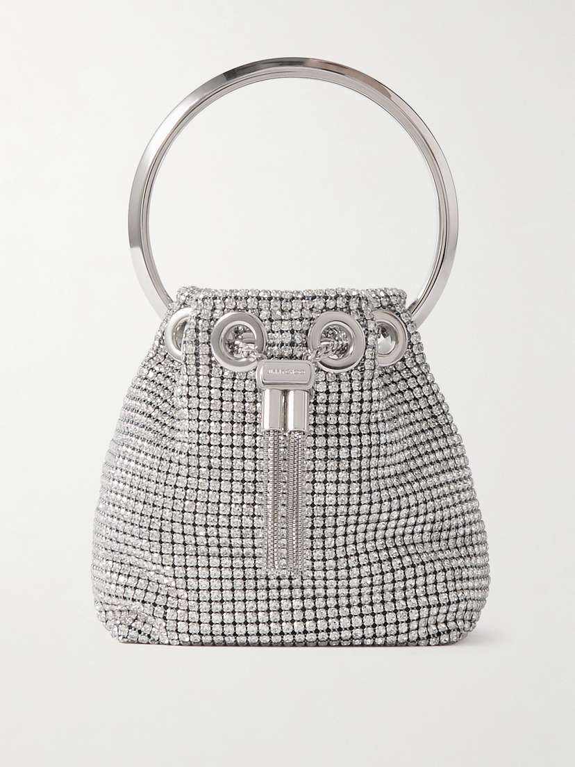 Jimmy Choo Bon Bon Micro Crystal-embellished Satin Bucket Bag