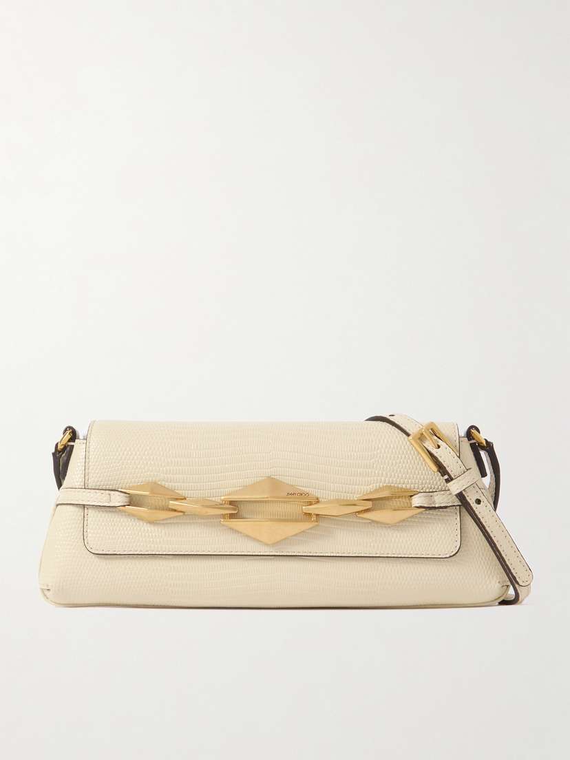 Jimmy Choo Diamond E/w Small Embellished Lizard-effect Leather Shoulder Bag