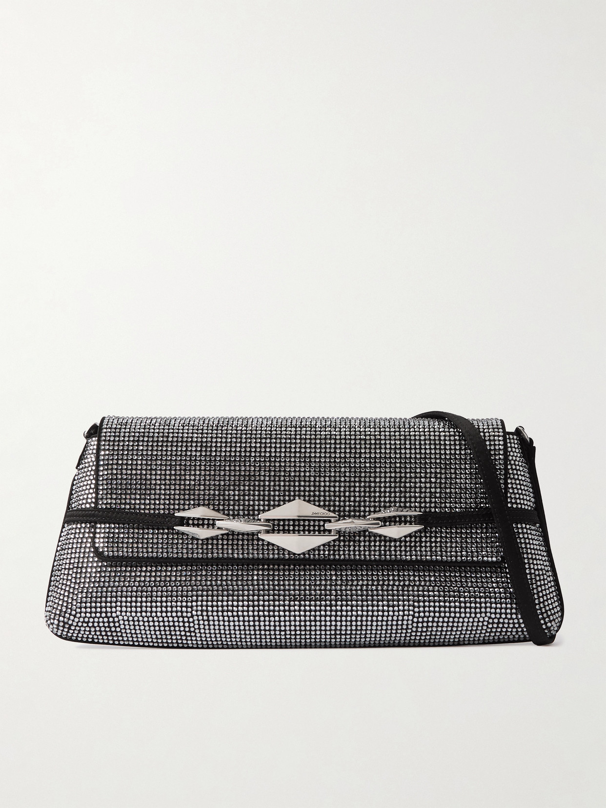 Jimmy Choo Diamond Crystal-embellished Satin Shoulder Bag In Orange