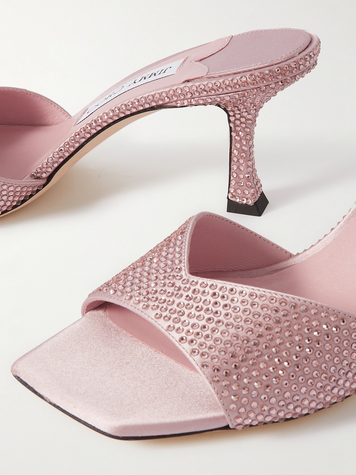 Jimmy Choo Skye 70 Crystal-embellished Satin Mules In Pink