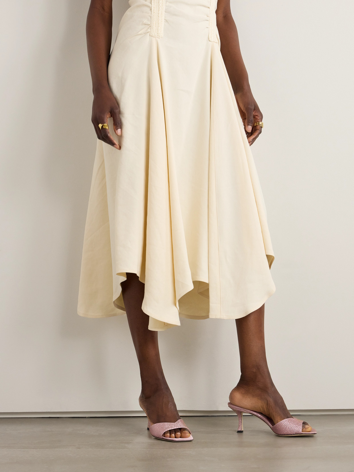 Jimmy Choo Skye 70 Crystal-embellished Satin Mules In Pink