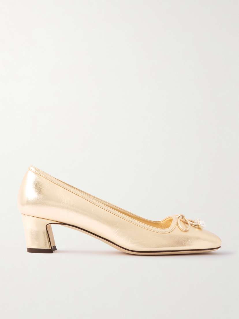 Jimmy Choo Elme 45 Embellished Metallic Leather Pumps