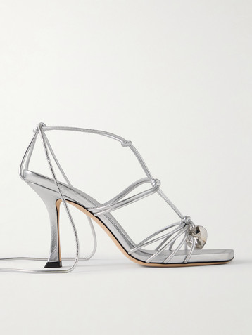 JIMMY CHOO Jemma 90 embellished metallic leather sandals