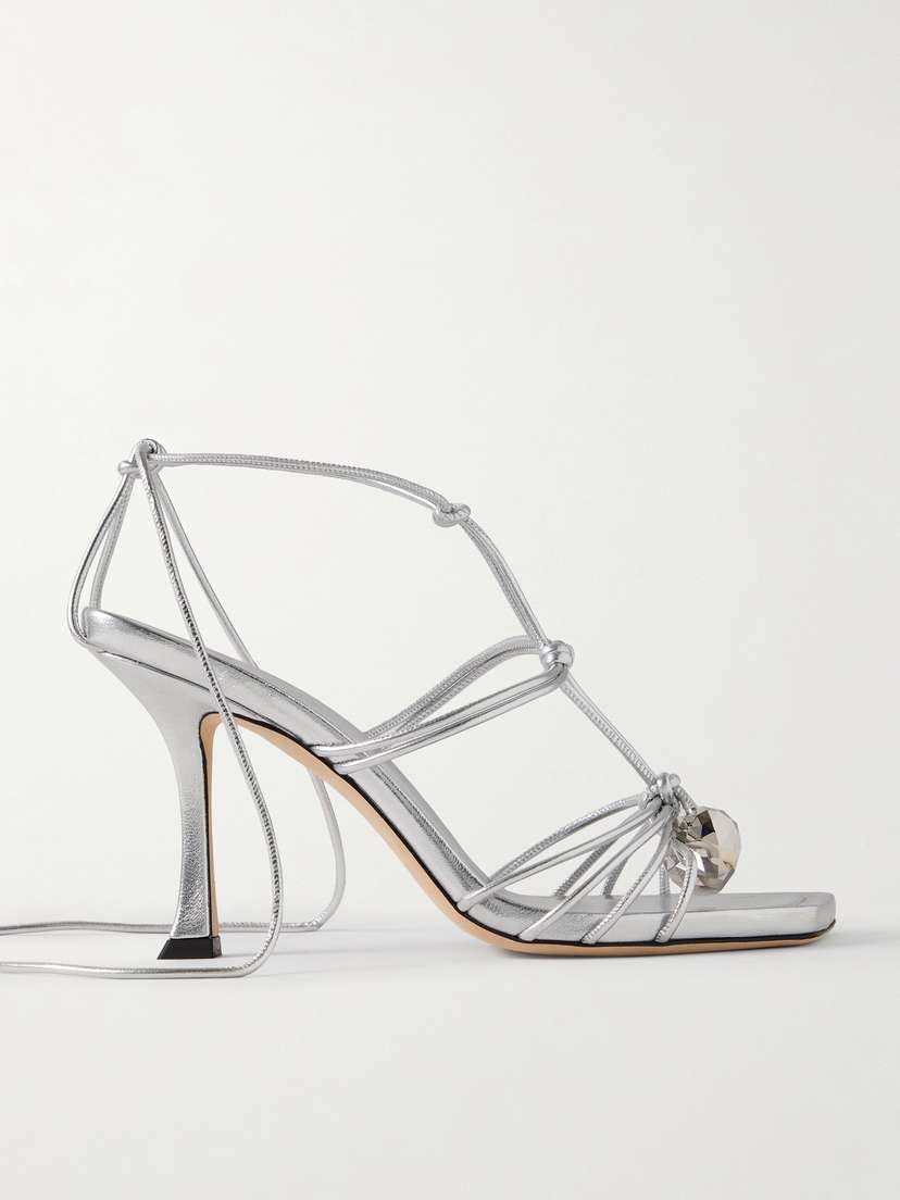 Jimmy Choo Jemma 90 Embellished Metallic Leather Sandals