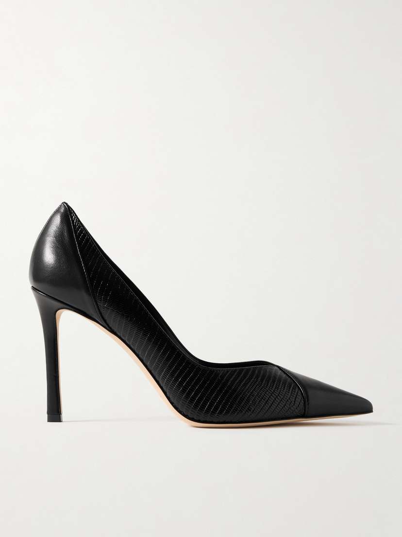 Jimmy Choo Cass 95 Lizard-effect And Smooth Leather Pumps