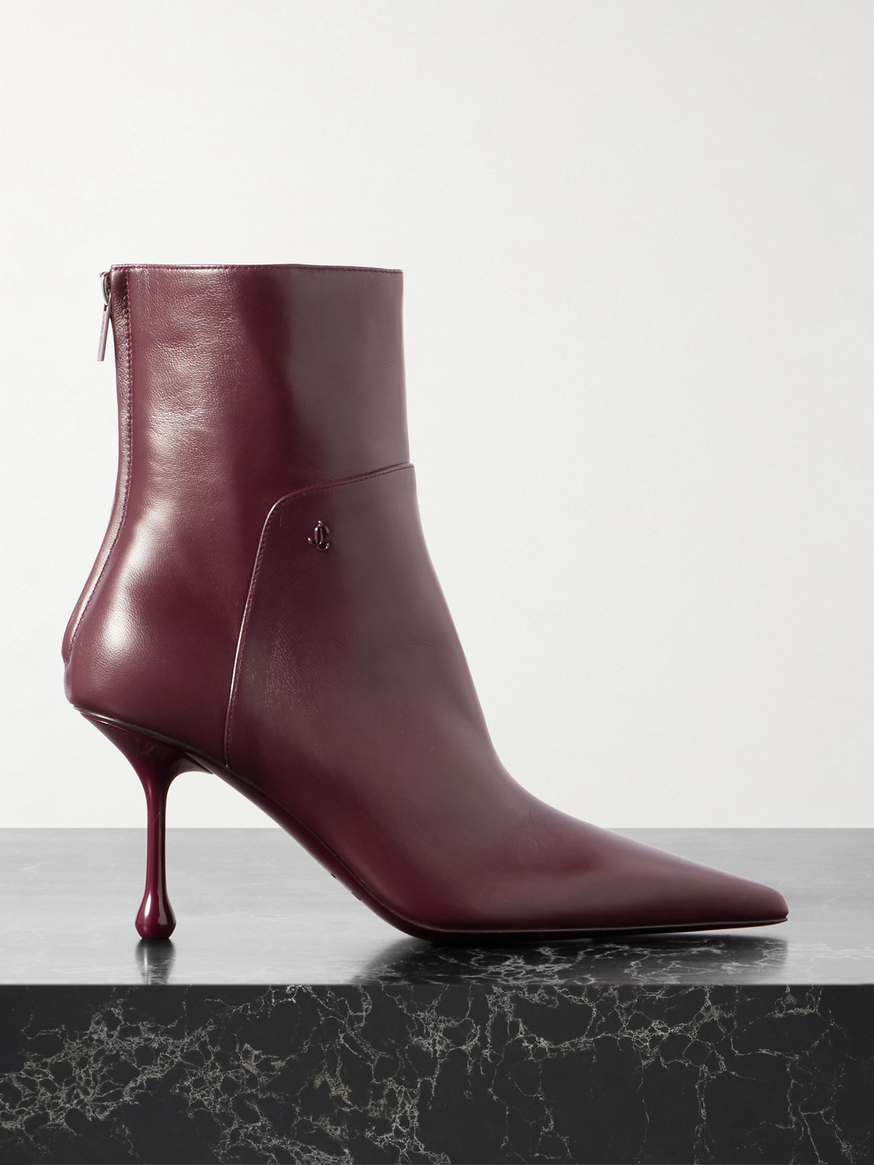 Jimmy Choo - Cycas 80 Leather Ankle Boots - Burgundy