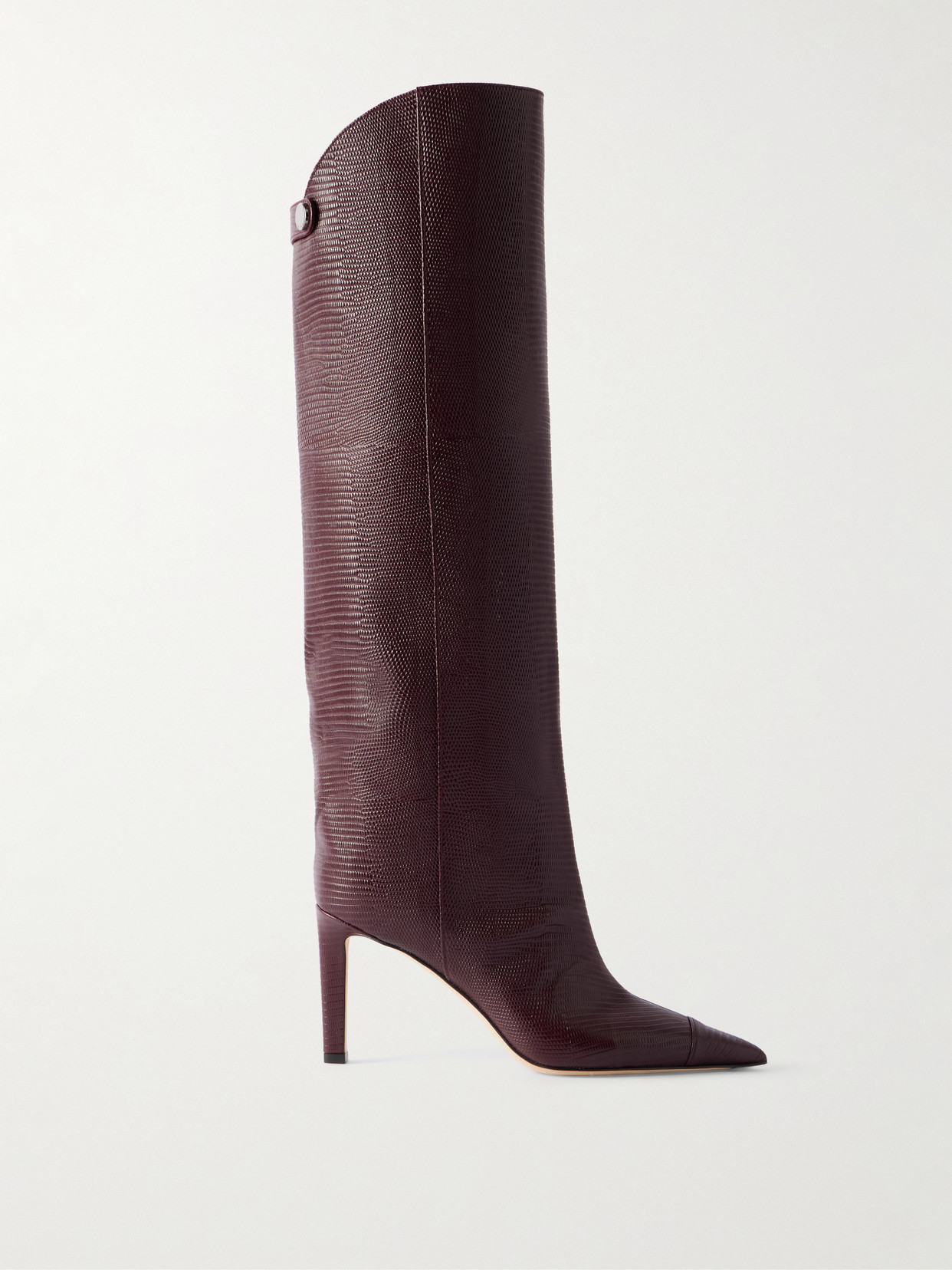Jimmy Choo - Alizze Lizard-effect Leather Knee Boots - Burgundy