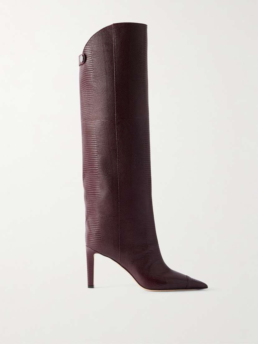 Jimmy Choo Alizze Lizard-effect Leather Knee Boots