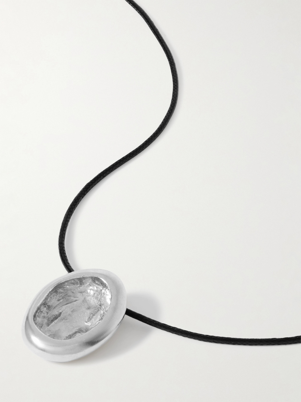 The Ysso Aesop Silver And Cord Necklace In Silver