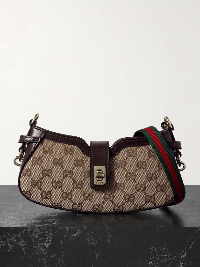 Gucci Moon Leather-trimmed Canvas-jacquard Shoulder Bag