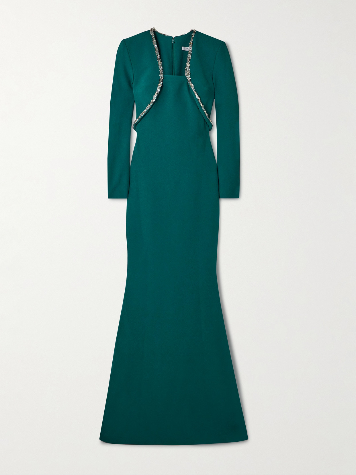 Safiyaa - Jana Crystal-embellished Stretch-crepe Gown - Green