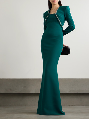 Safiyaa Jana crystal-embellished stretch-crepe gown