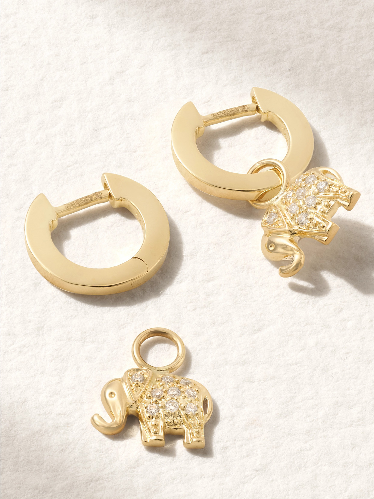 Sydney Evan Mini Elephant 14-karat Gold Diamond Earrings In Gold