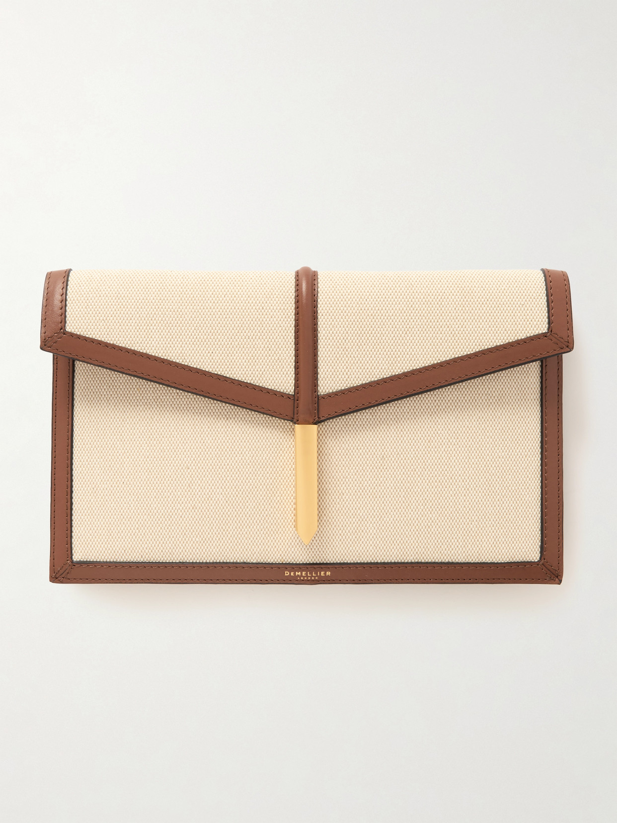 DeMellier - Tokyo Leather-trimmed Canvas Clutch - Brown