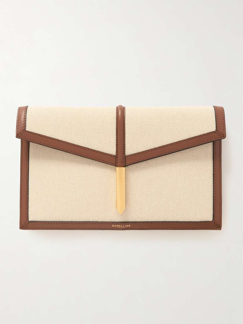 DeMellier Tokyo Leather-trimmed Canvas Clutch