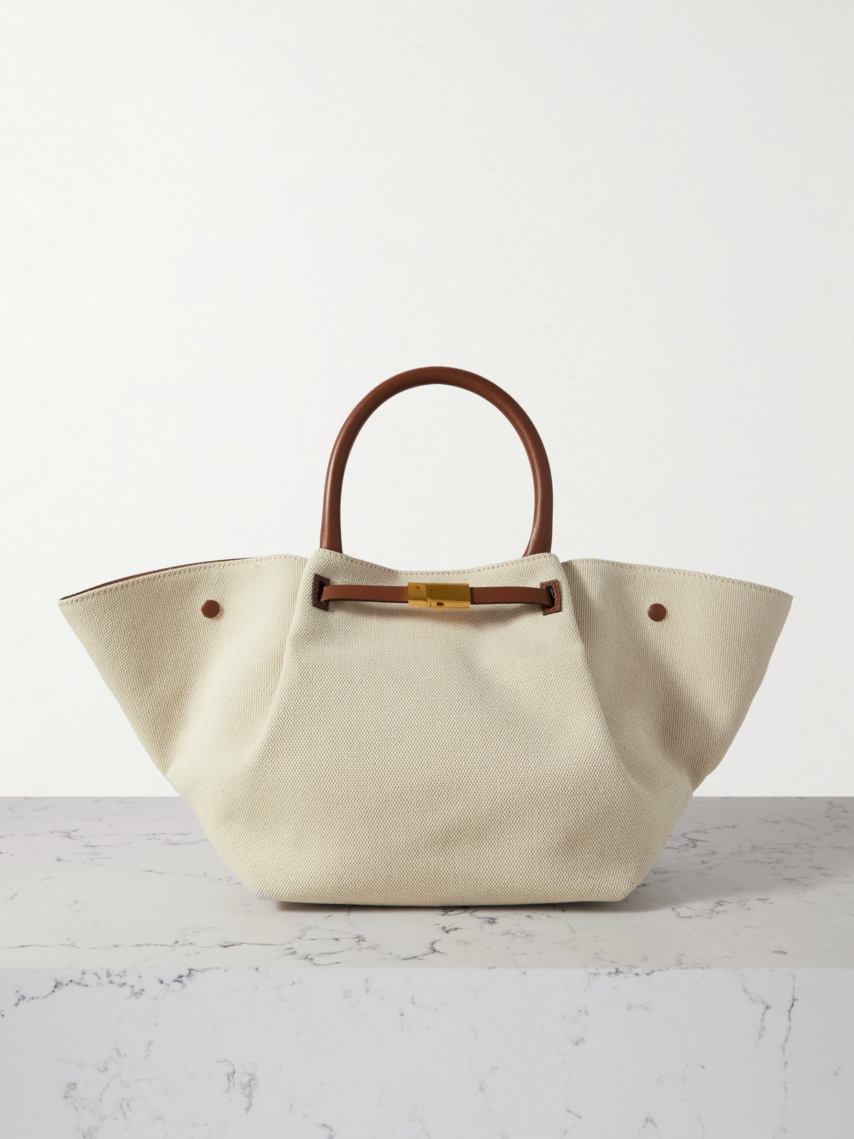 DeMellier - New York Leather-trimmed Canvas Tote - Tan