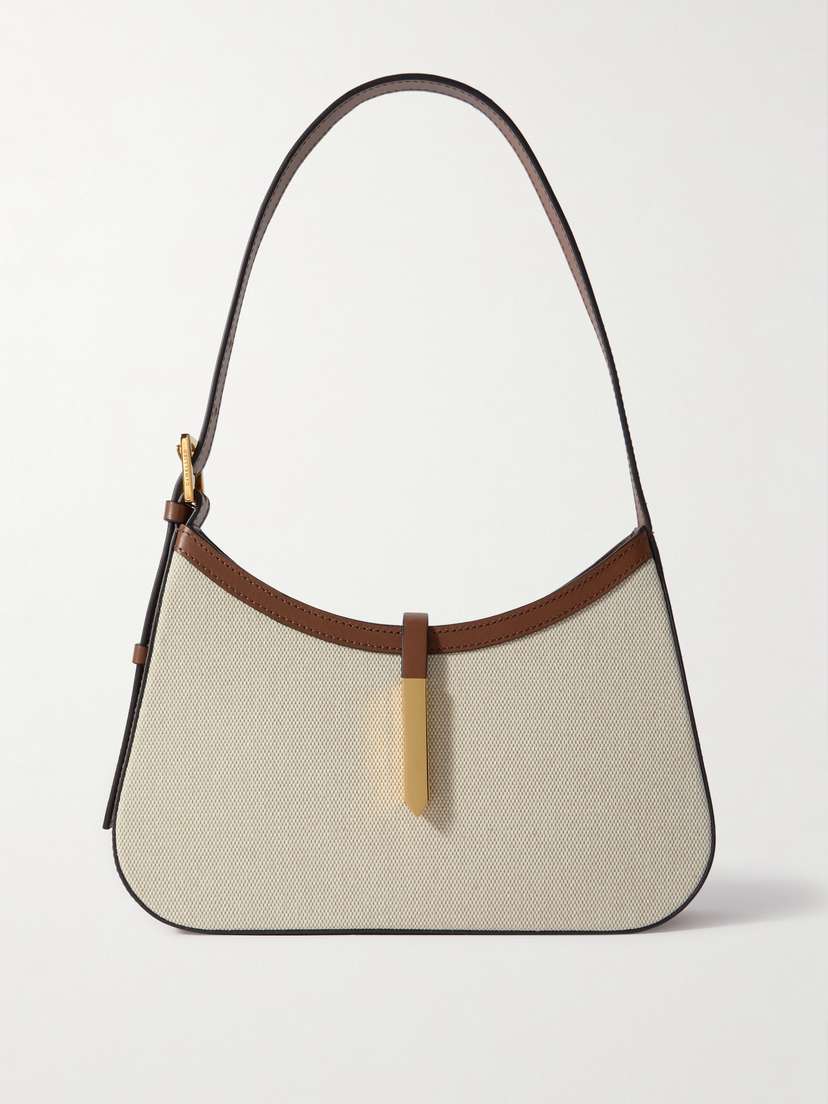 DeMellier Tokyo Leather-trimmed Cotton-canvas Shoulder Bag
