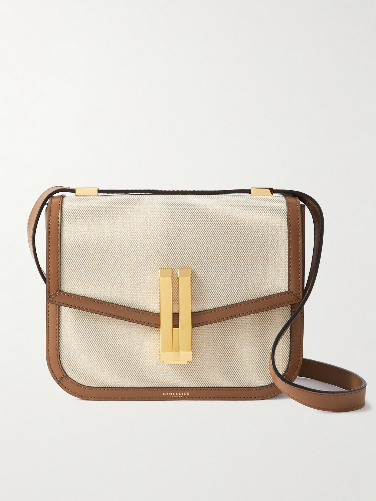 DeMellier - Vancouver Leather-trimmed Raffia Shoulder Bag - Brown