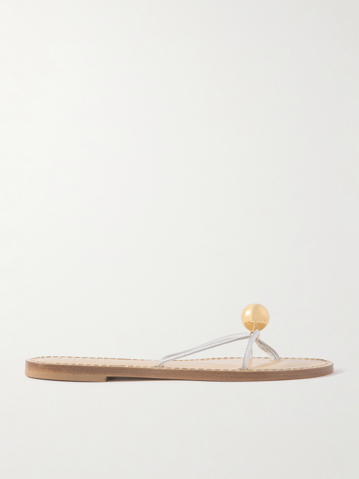 Amanu The Malawi Embellished Leather Sandals In White