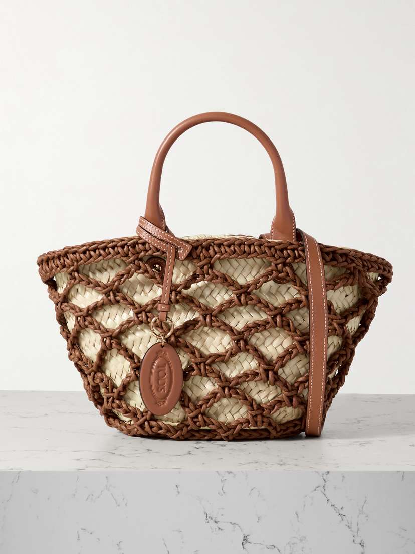 Tod's Woven Leather And Raffia Tote
