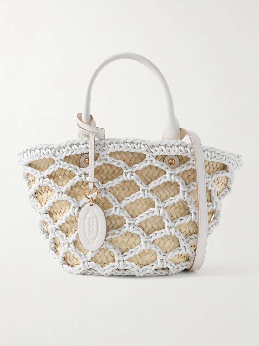 Tod's Woven Leather And Raffia Tote