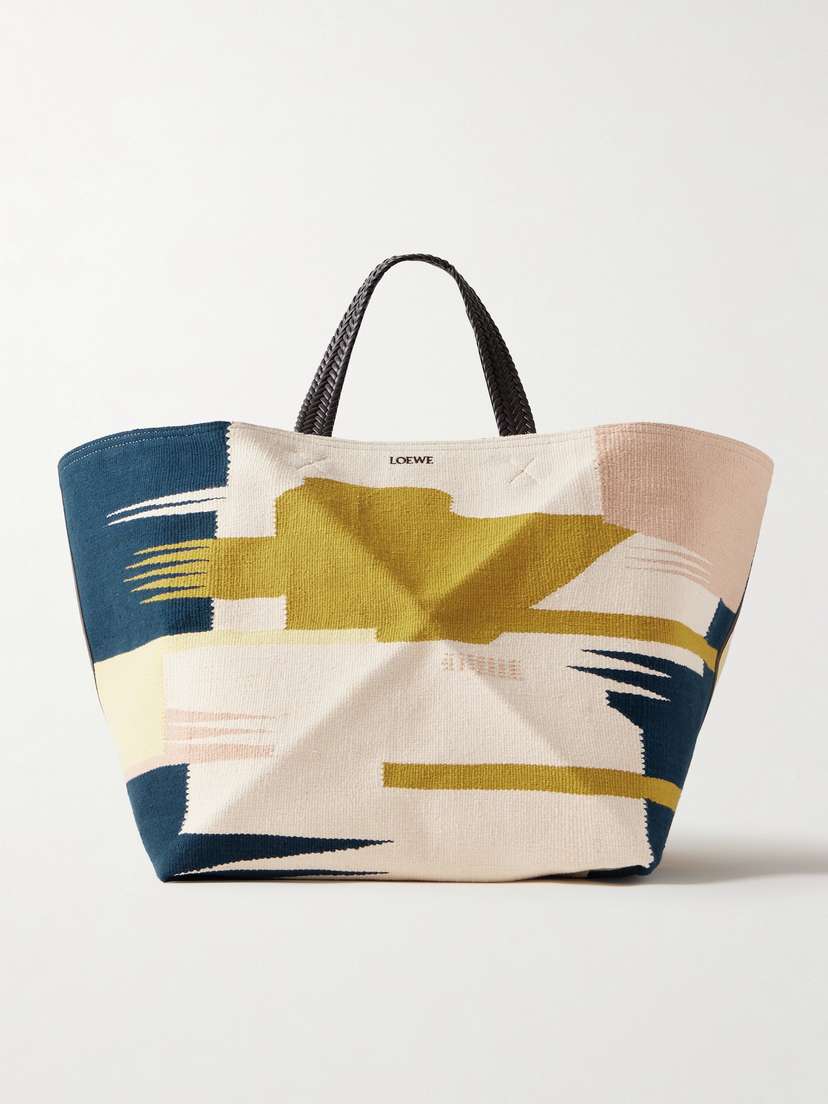 Loewe Puzzle Fold Xl Leather-trimmed Canvas-jacquard Tote