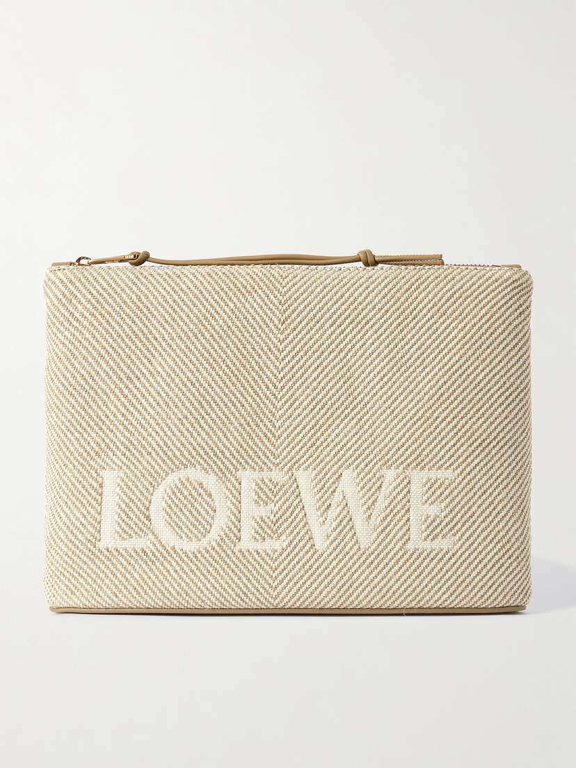 Loewe Oblong Leather-trimmed Canvas-jacquard Pouch