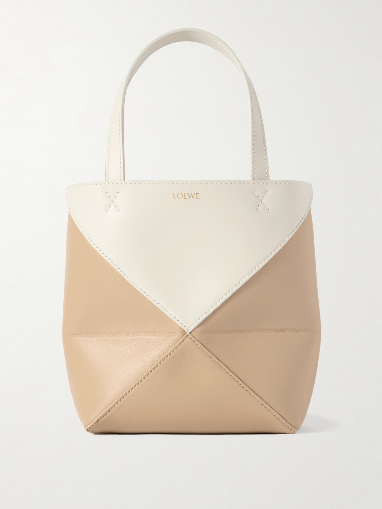 Loewe Mini Puzzle Foldable Bicolor Tote Bag In Neutrals