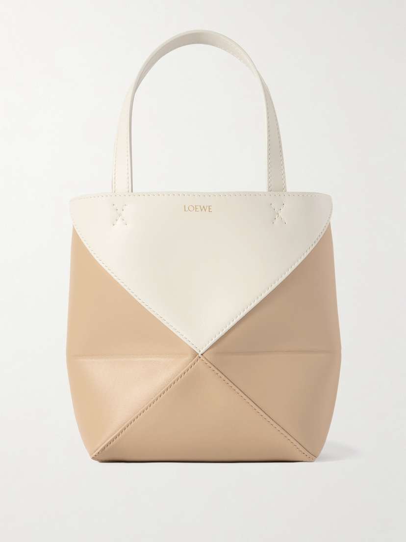 Loewe Puzzle Fold Mini Convertible Two-tone Leather Tote