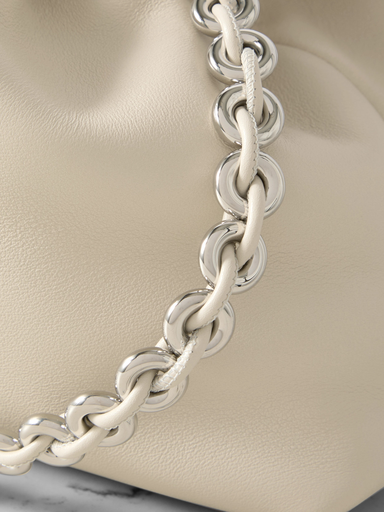 Loewe Flamenco Leather Clutch In Off-white