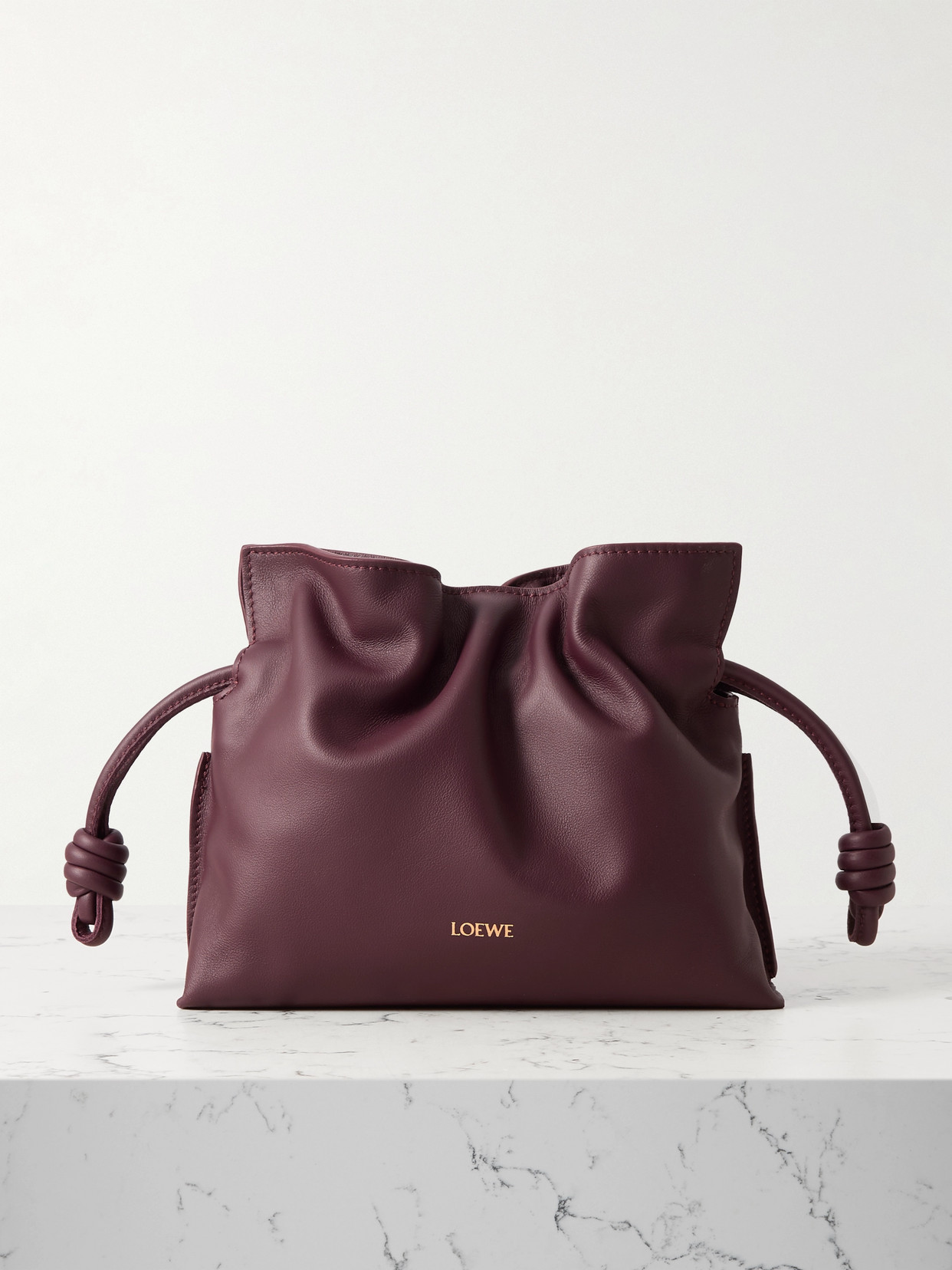 Loewe Flamenco Mini Leather Clutch In Burgundy