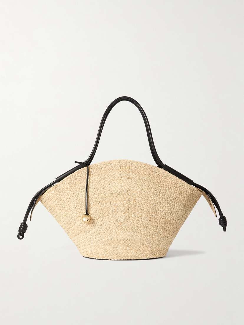 Loewe Paseo Large Leather-trimmed Raffia Tote