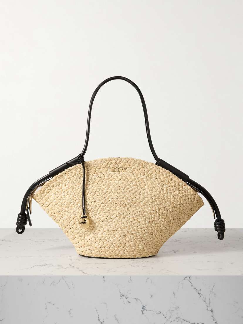 Loewe Paseo Small Leather-trimmed Raffia Tote