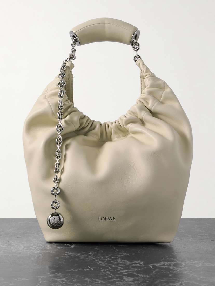 Loewe Squeeze Small Chain-embellished Gathered Leather Shoulder Bag