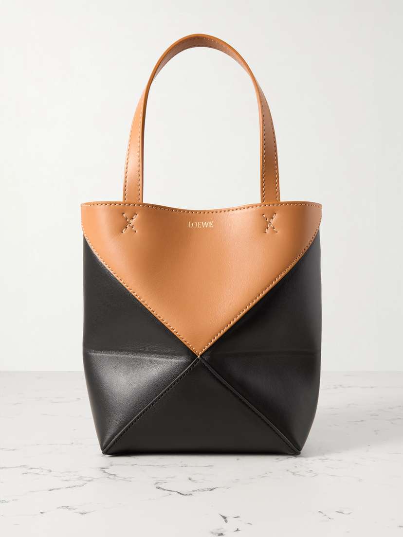 Loewe Puzzle Fold Mini Convertible Two-tone Leather Tote