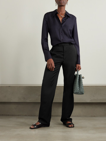 Róhe Wool and mohair-blend crepe straight-leg pants