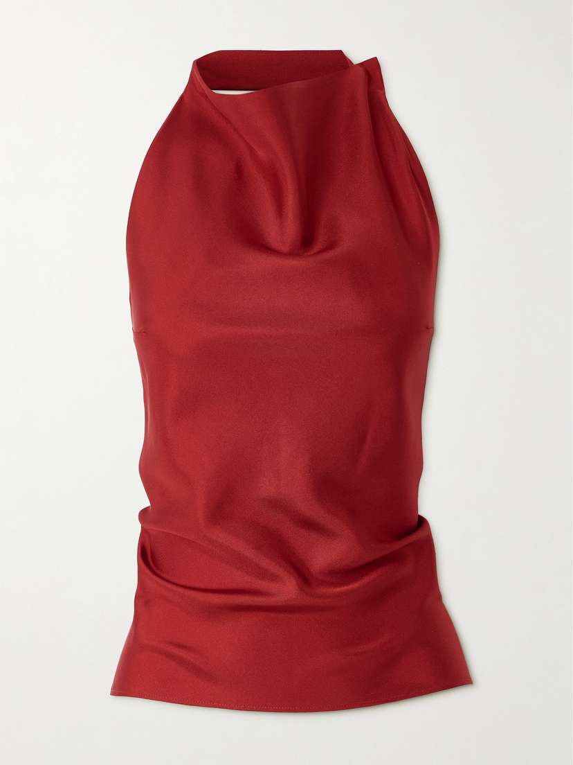 RÓHE Halterneck Open-back Silk-twill Top