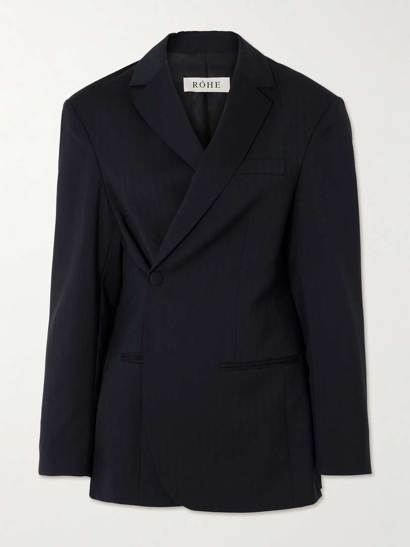 RÓHE Pinstriped Wool-blend Twill Wrap Blazer