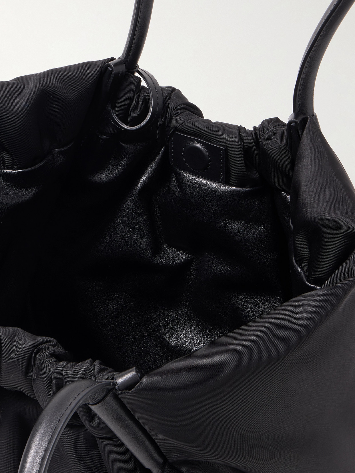 Shop Proenza Schouler Large Ruched Leather-trimmed Nylon Tote In Black