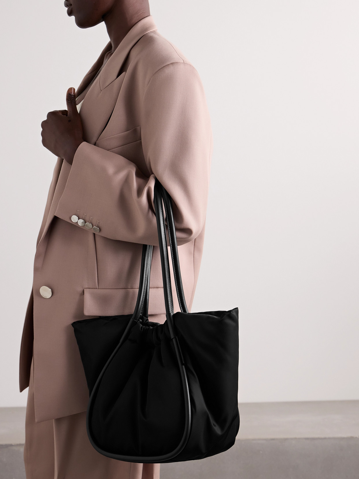 PROENZA SCHOULER LARGE RUCHED LEATHER-TRIMMED NYLON TOTE