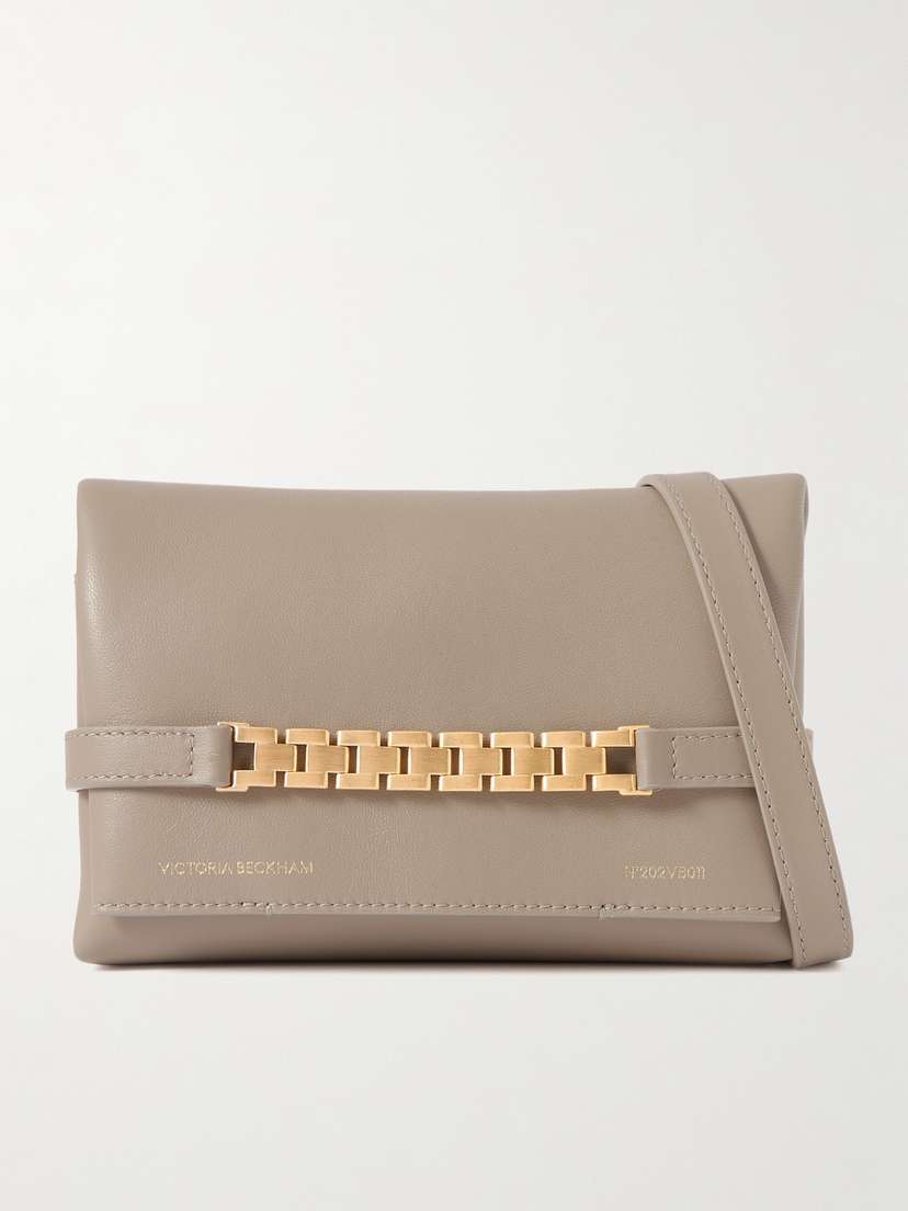 Victoria Beckham Mini Chain-embellished Textured-leather Bag