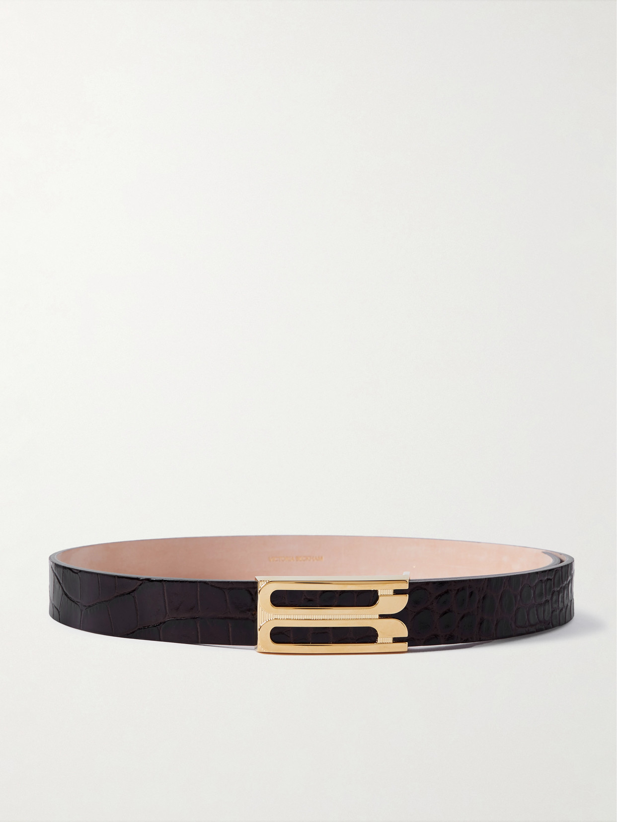 Victoria Beckham - Frame Croc-effect Leather Belt - Brown