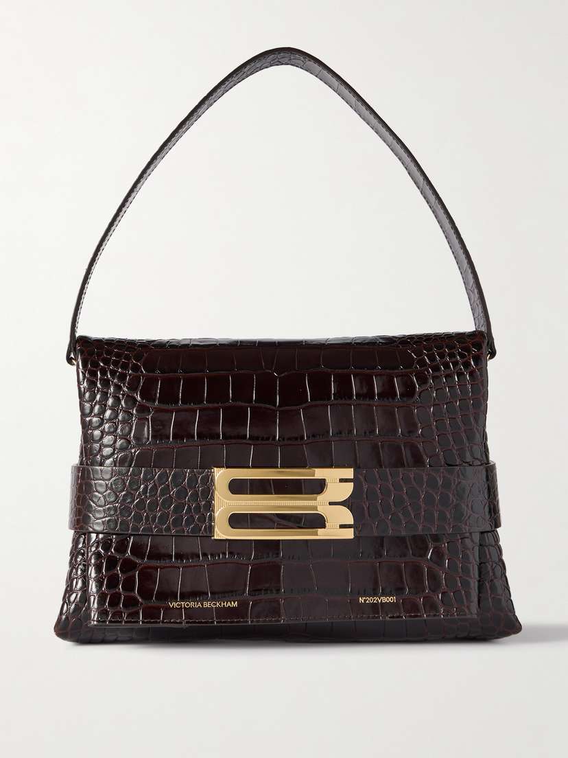 Victoria Beckham B Buckle Croc-effect Leather Shoulder Bag